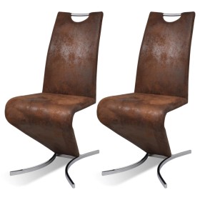 vidaXL Esszimmerstühle 2 Stk. Braun Kunstleder