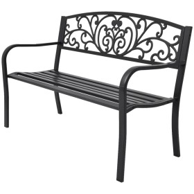 vidaXL Gartenbank 127 cm Gusseisen Schwarz
