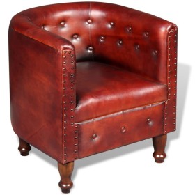 vidaXL Clubsessel Braun Echtleder