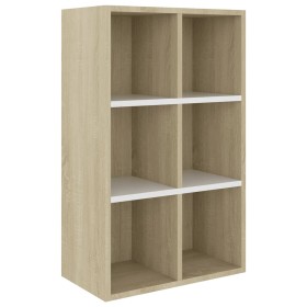 vidaXL Bücherregal/Sideboard Weiß und Sonoma-Eiche 66x30x98 cm