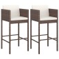 vidaXL Barhocker 2 Stk. mit Kissen Braun Poly Rattan vidaXL Barhocker 2 Stk. mit Kissen Braun Poly Rattan