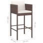vidaXL Barhocker 2 Stk. mit Kissen Braun Poly Rattan vidaXL Barhocker 2 Stk. mit Kissen Braun Poly Rattan