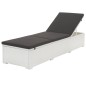 vidaXL Sonnenliege mit Schwarzer Auflage Poly Rattan Weiß vidaXL Sonnenliege mit Schwarzer Auflage Poly Rattan Weiß