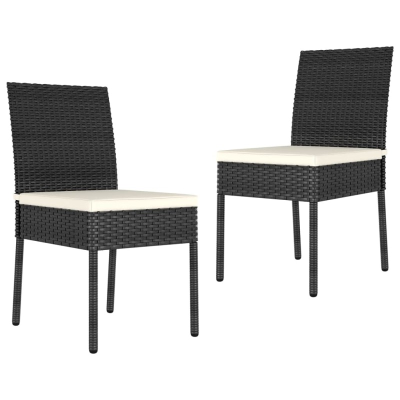 vidaXL Garten-Essstühle 2 Stk. Poly Rattan Schwarz vidaXL Garten-Essstühle 2 Stk. Poly Rattan Schwarz