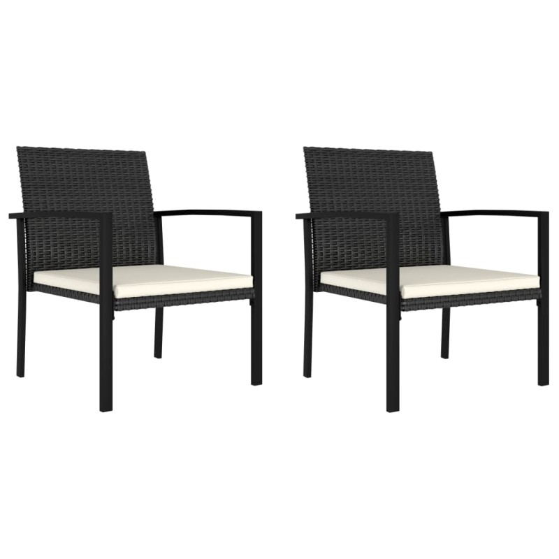vidaXL Garten-Essstühle 2 Stk. Poly Rattan Schwarz vidaXL Garten-Essstühle 2 Stk. Poly Rattan Schwarz
