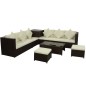 vidaXL 8-tlg. Garten-Lounge-Set mit Kissen Poly Rattan Braun vidaXL 8-tlg. Garten-Lounge-Set mit Kissen Poly Rattan Braun
