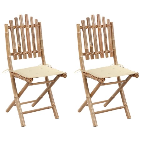 vidaXL Klappbare Gartenstühle 2 Stk. mit Kissen Bambus