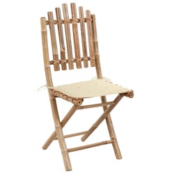 vidaXL Klappbare Gartenstühle 2 Stk. mit Kissen Bambus