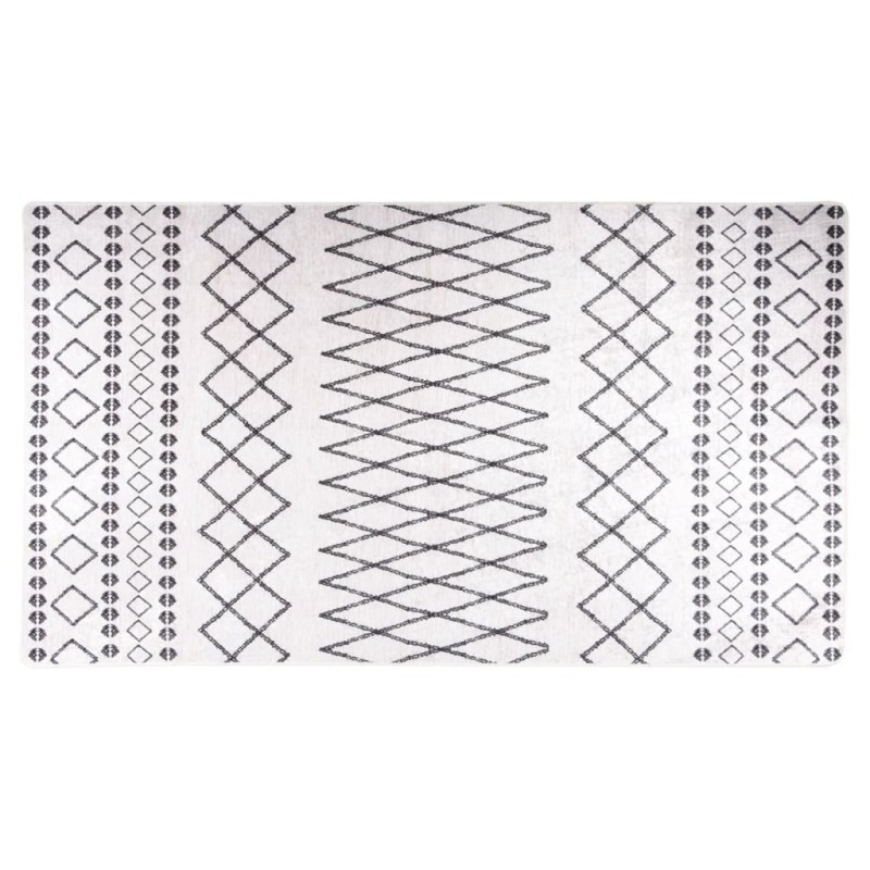 vidaXL Teppich Waschbar 190x300 cm Schwarz und Weiß Rutschfest vidaXL Teppich Waschbar 190x300 cm Schwarz und Weiß Rutschfest