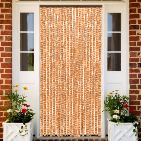 vidaXL Insektenschutz-Vorhang Ocker und Weiß 56x185 cm Chenille