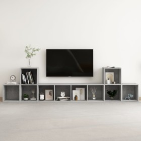 vidaXL 5-tlg. TV-Schrank-Set Betongrau Holzwerkstoff