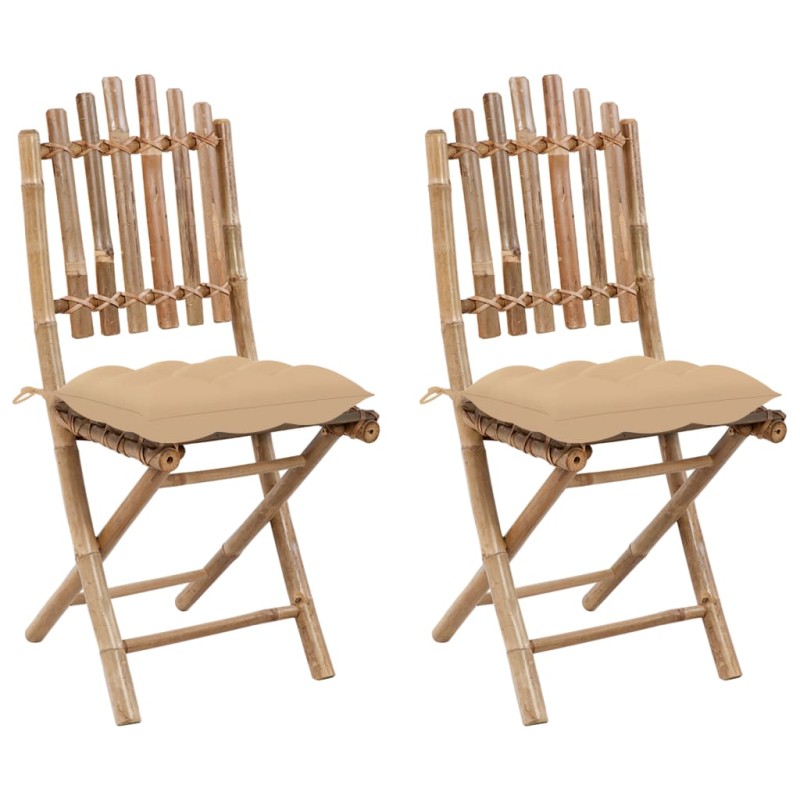 Klappbare Gartenstühle 2 Stk. mit Kissen Bambus Klappbare Gartenstühle 2 Stk. mit Kissen Bambus