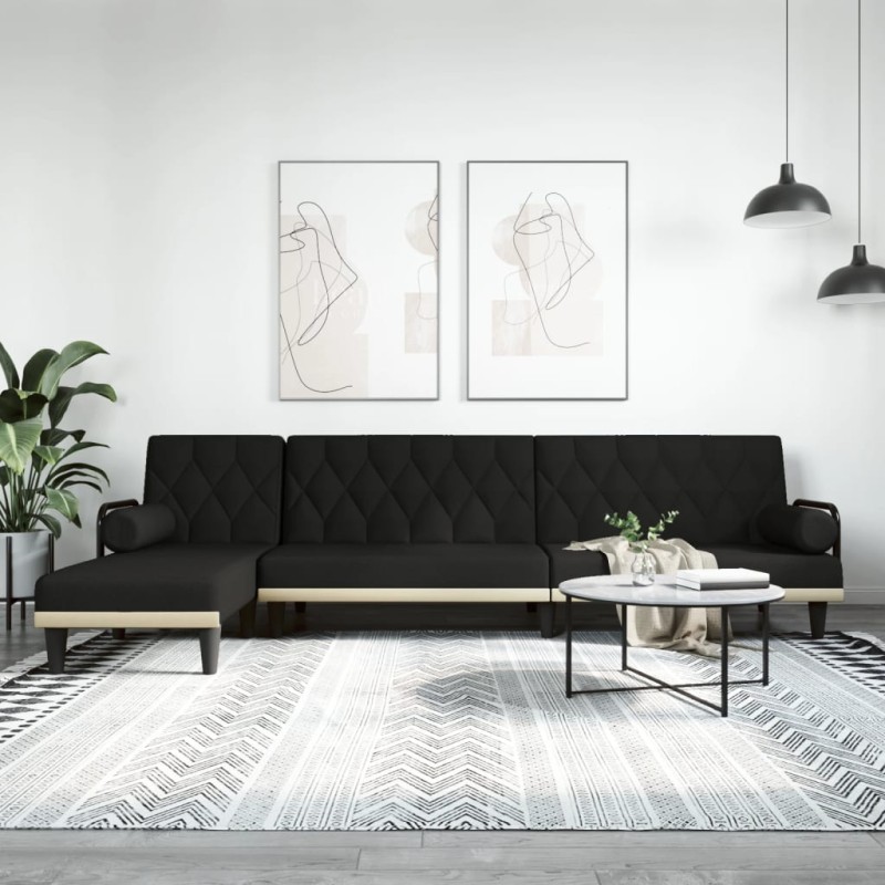 vidaXL Schlafsofa in L-Form Schwarz 260x140x70 cm Stoff vidaXL Schlafsofa in L-Form Schwarz 260x140x70 cm Stoff