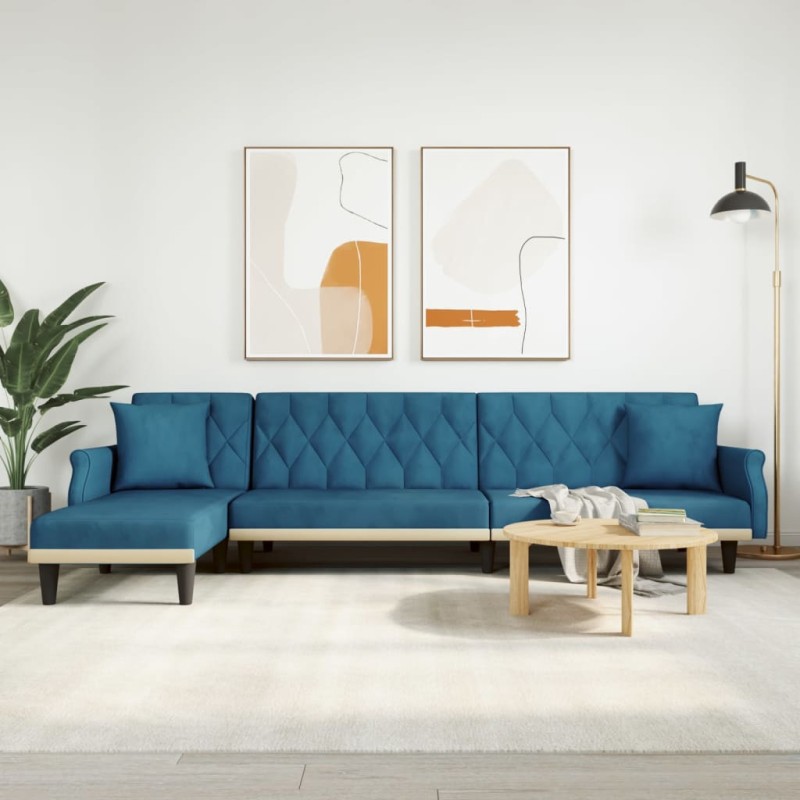 vidaXL Schlafsofa in L-Form Blau 271x140x70 cm Samt vidaXL Schlafsofa in L-Form Blau 271x140x70 cm Samt