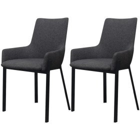 vidaXL Esszimmerstühle 2 Stk. Dunkelgrau Stoff 