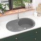 vidaXL Granitspüle Einzelbecken Oval Grau vidaXL Granitspüle Einzelbecken Oval Grau