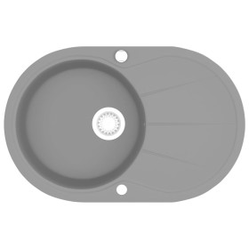 vidaXL Granitspüle Einzelbecken Oval Grau 