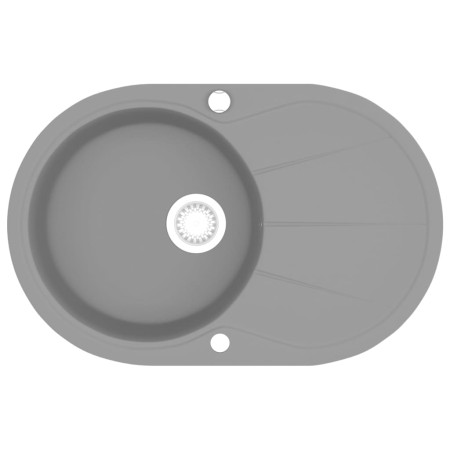 vidaXL Granitspüle Einzelbecken Oval Grau 