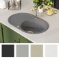 vidaXL Granitspüle Einzelbecken Oval Grau vidaXL Granitspüle Einzelbecken Oval Grau