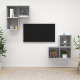 vidaXL 4-tlg. TV-Schrank-Set Betongrau Holzwerkstoff