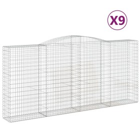 vidaXL Gabionen mit Hochbogen 9 Stk. 400x50x180/200cm Verzinktes Eisen