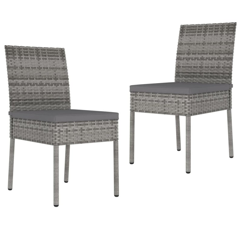 vidaXL Garten-Essstühle 2 Stk. Poly Rattan Grau vidaXL Garten-Essstühle 2 Stk. Poly Rattan Grau