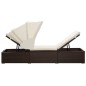 vidaXL Sonnenliege mit Dach und Kissen Poly Rattan Braun vidaXL Sonnenliege mit Dach und Kissen Poly Rattan Braun