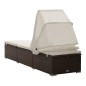 vidaXL Sonnenliege mit Dach und Kissen Poly Rattan Braun vidaXL Sonnenliege mit Dach und Kissen Poly Rattan Braun