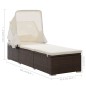 vidaXL Sonnenliege mit Dach und Kissen Poly Rattan Braun vidaXL Sonnenliege mit Dach und Kissen Poly Rattan Braun