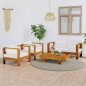 vidaXL 4-tlg. Garten-Lounge-Set mit Creme Auflagen Massivholz Akazie