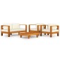 vidaXL 4-tlg. Garten-Lounge-Set mit Creme Auflagen Massivholz Akazie