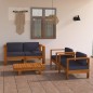vidaXL 4-tlg. Garten-Lounge-Set Dunkelgraue Auflagen Massivholz Akazie vidaXL 4-tlg. Garten-Lounge-Set Dunkelgraue Auflagen Massivholz Akazie