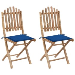 Klappbare Gartenstühle 2 Stk. mit Kissen Bambus