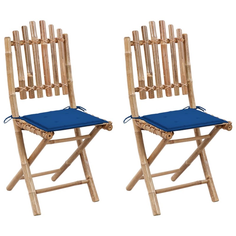Klappbare Gartenstühle 2 Stk. mit Kissen Bambus Klappbare Gartenstühle 2 Stk. mit Kissen Bambus
