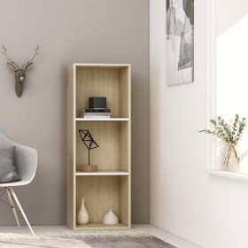 vidaXL Bücherregal 3 Fächer Weiß Sonoma-Eiche 40x30x114 Holzwerkstoff