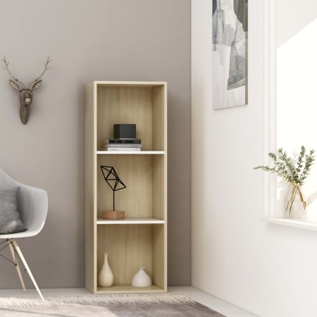 vidaXL Bücherregal 3 Fächer Weiß Sonoma-Eiche 40x30x114 Holzwerkstoff