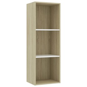 vidaXL Bücherregal 3 Fächer Weiß Sonoma-Eiche 40x30x114 Holzwerkstoff