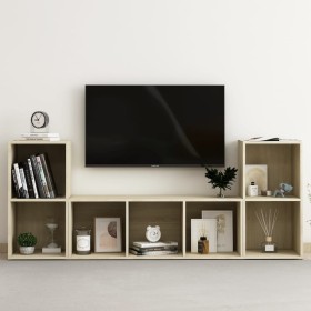 vidaXL 3-tlg. TV-Schrank-Set Sonoma-Eiche Holzwerkstoff