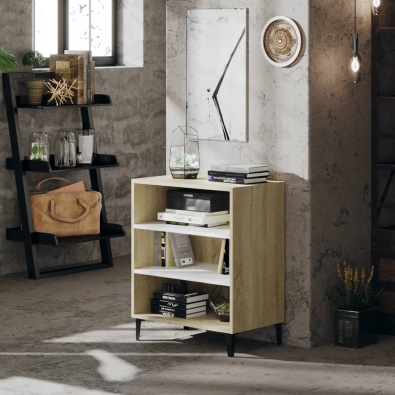 vidaXL Sideboard Weiß und Sonoma-Eiche 57x35x70 cm Holzwerkstoff vidaXL Sideboard Weiß und Sonoma-Eiche 57x35x70 cm Holzwerkstoff