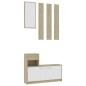 vidaXL Garderobenset Flur Weiß Sonoma-Eiche 100x25x76,5 cm vidaXL Garderobenset Flur Weiß Sonoma-Eiche 100x25x76,5 cm