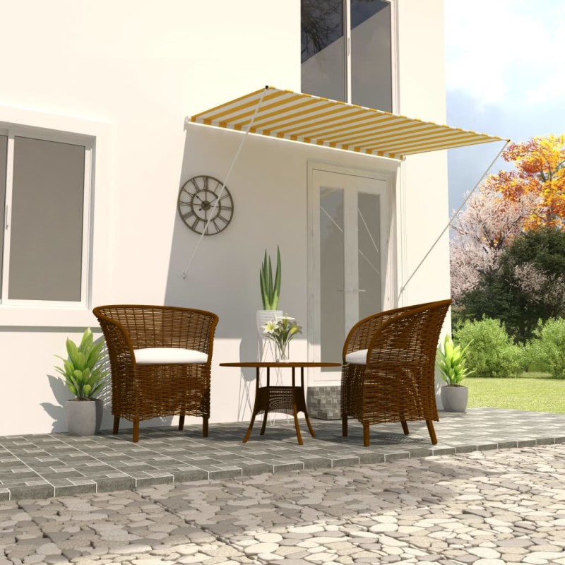 vidaXL Einziehbare Markise 200×150 cm Gelb und Weiß vidaXL Einziehbare Markise 200×150 cm Gelb und Weiß
