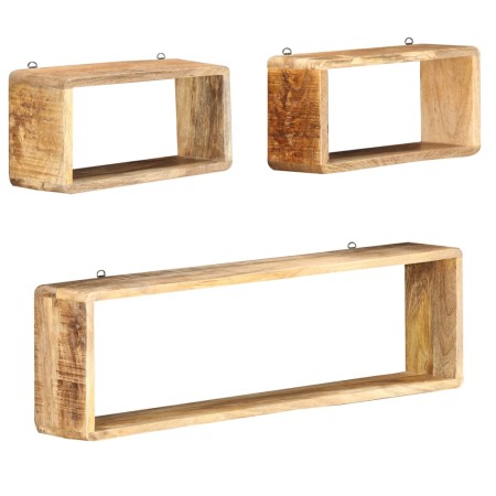 vidaXL 3-tlg. Würfel-Wandregal-Set Massivholz Mango