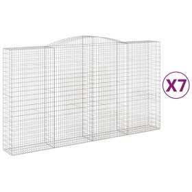 vidaXL Gabionen mit Hochbogen 7 Stk. 400x50x220/240cm Verzinktes Eisen