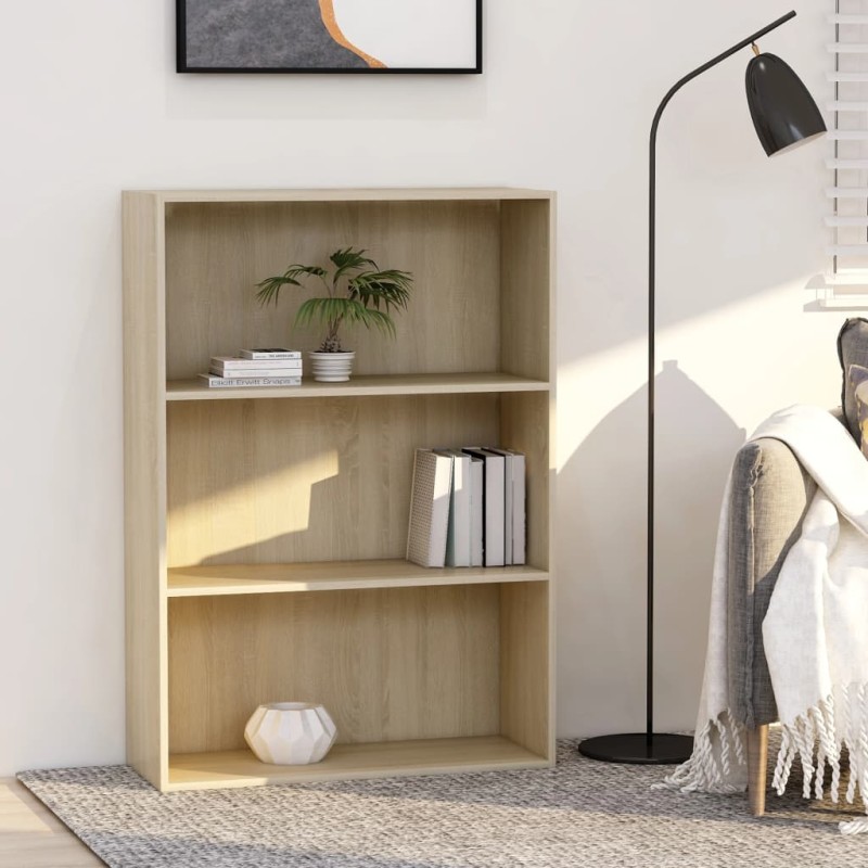 vidaXL Bücherregal 3 Fächer Sonoma-Eiche 80x30x114 cm Holzwerkstoff vidaXL Bücherregal 3 Fächer Sonoma-Eiche 80x30x114 cm Holzwerkstoff
