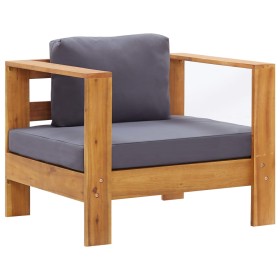 vidaXL 4-tlg. Garten-Lounge-Set mit Kissen Grau Massivholz Akazie 