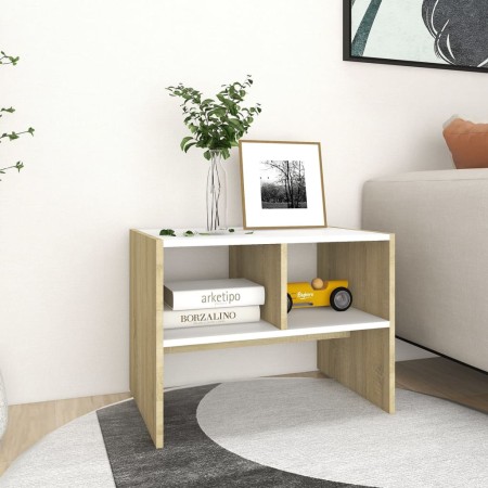 vidaXL Beistelltisch Weiß und Sonoma-Eiche 60x40x45 cm Holzwerkstoff