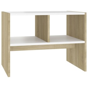 vidaXL Beistelltisch Weiß und Sonoma-Eiche 60x40x45 cm Holzwerkstoff