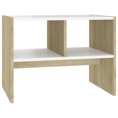vidaXL Beistelltisch Weiß und Sonoma-Eiche 60x40x45 cm Holzwerkstoff