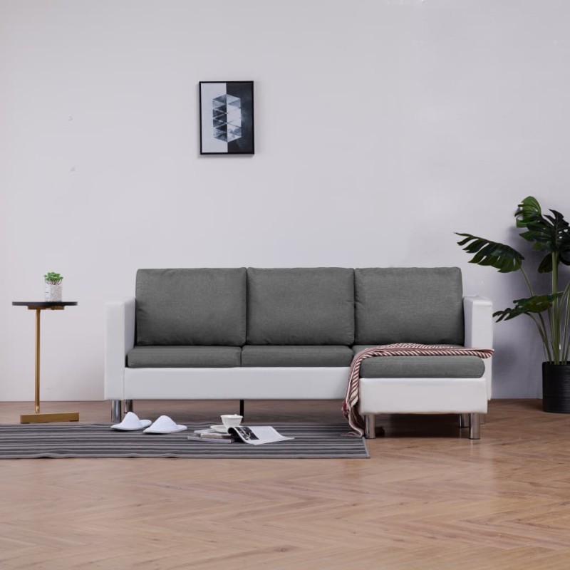 vidaXL 3-Sitzer-Sofa mit Kissen Weiß Kunstleder vidaXL 3-Sitzer-Sofa mit Kissen Weiß Kunstleder