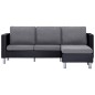 vidaXL 3-Sitzer-Sofa mit Kissen Schwarz Kunstleder vidaXL 3-Sitzer-Sofa mit Kissen Schwarz Kunstleder